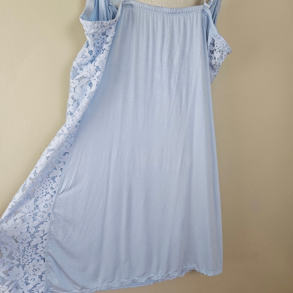 Adore Me Kamryn Blue Slip Chemise Nightgown Sz 1X Light Blue Lace Side Jersey - Picture 6 of 7